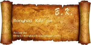 Bonyhai Kósa névjegykártya
