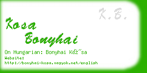 kosa bonyhai business card